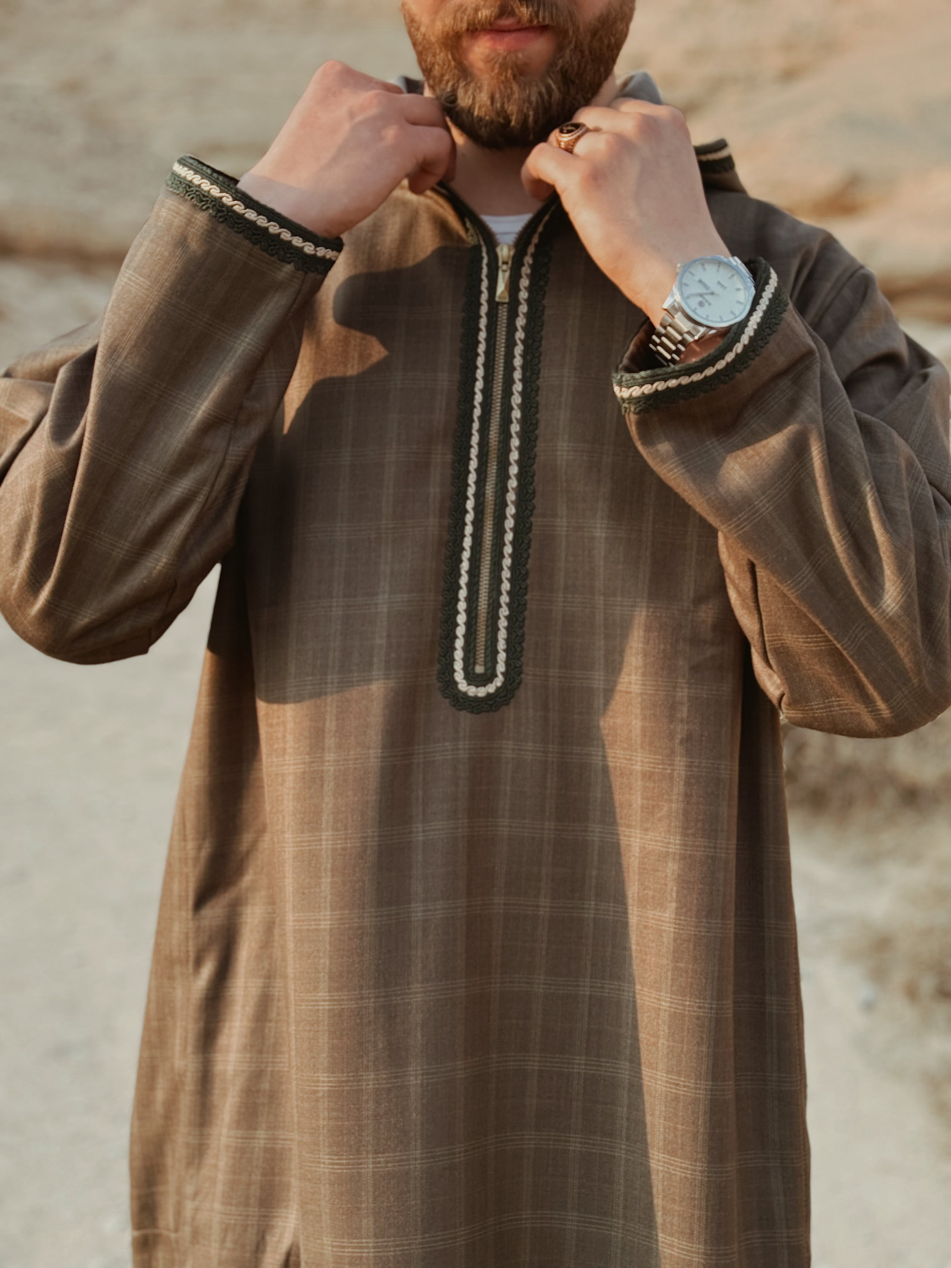 Olive Green checked Thobe