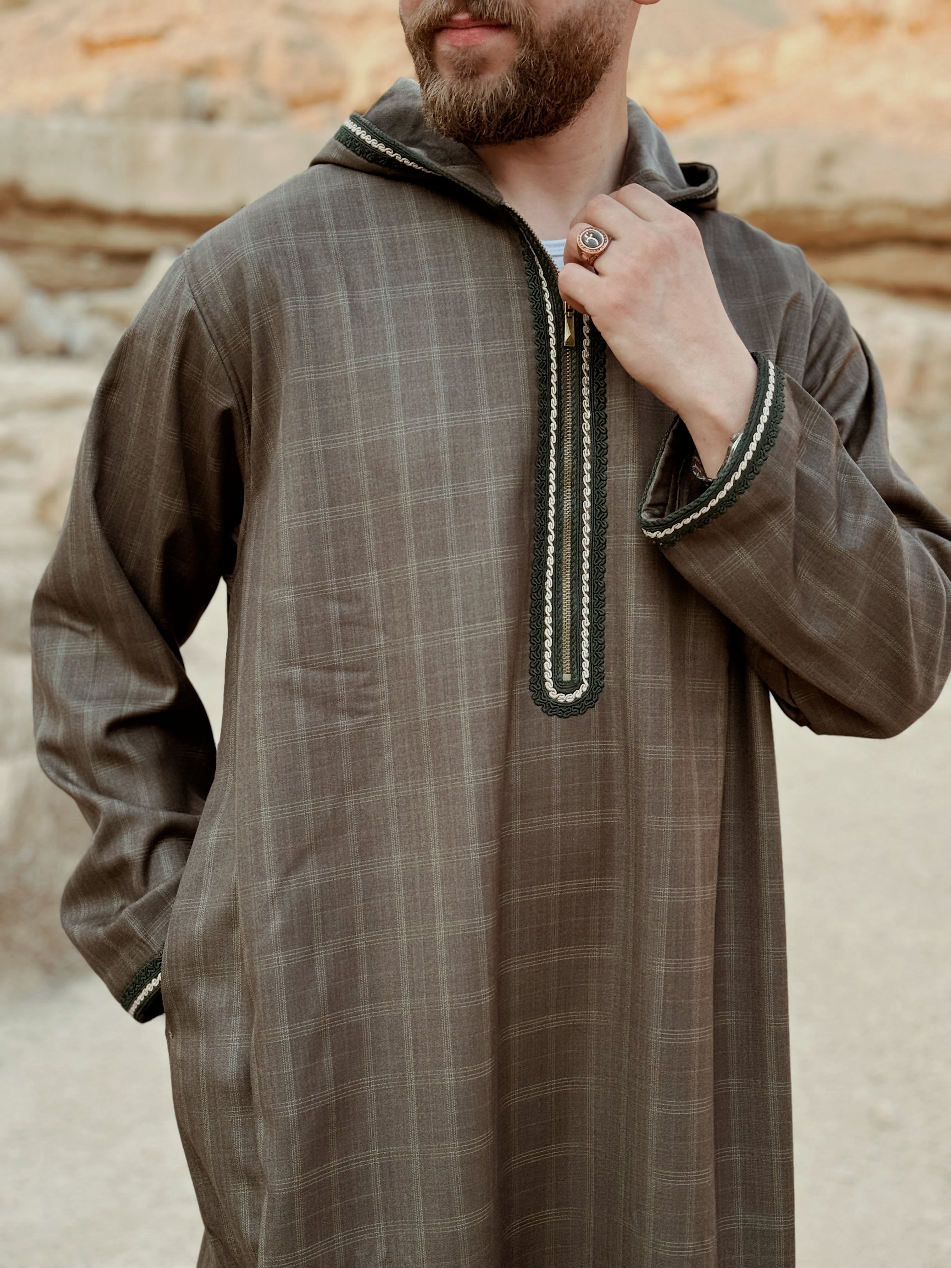 Olive Green checked Thobe